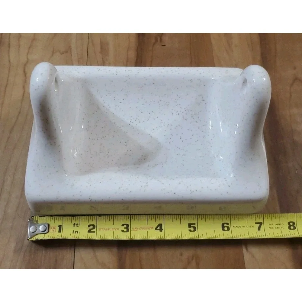 Vintage Ceramic Speckled White Toilet Paper Holder